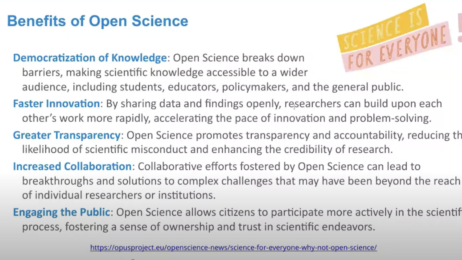 Benefits of Open Science - Slide Paul Millar presentation