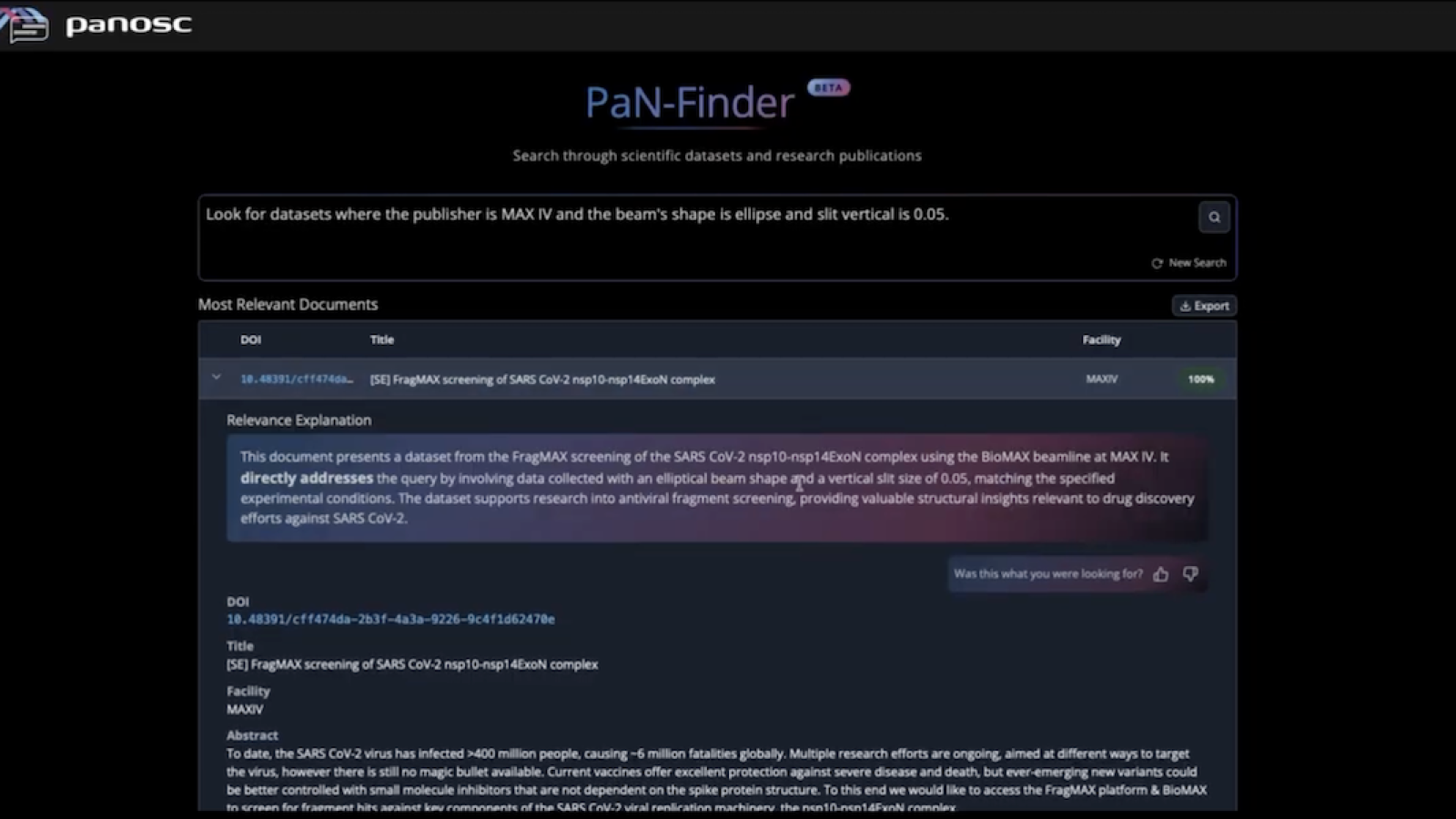 PaN-Finder EOSC use case
